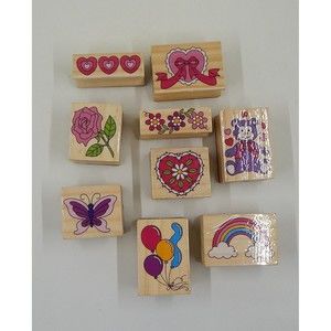 Melissa and Doug Rubber Stamp Hearts and Flowers Lot of 9